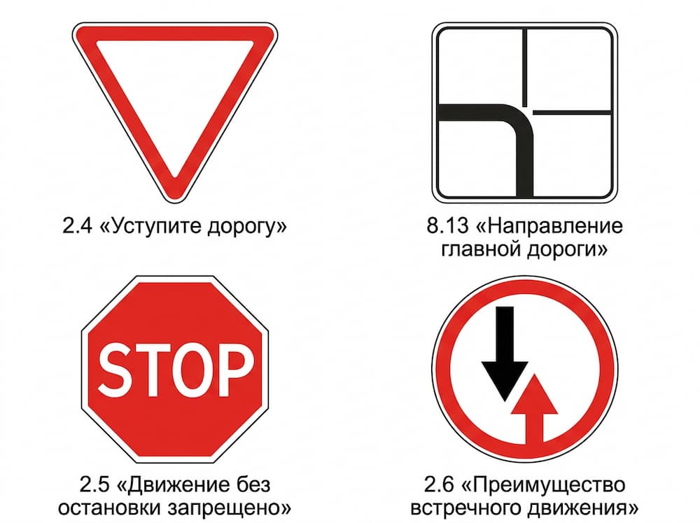 STOP и «Уступите дорогу» различаются